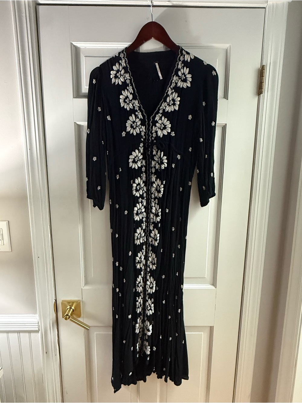 Free People Black Floral Embroidered Maxi Dress - Women's